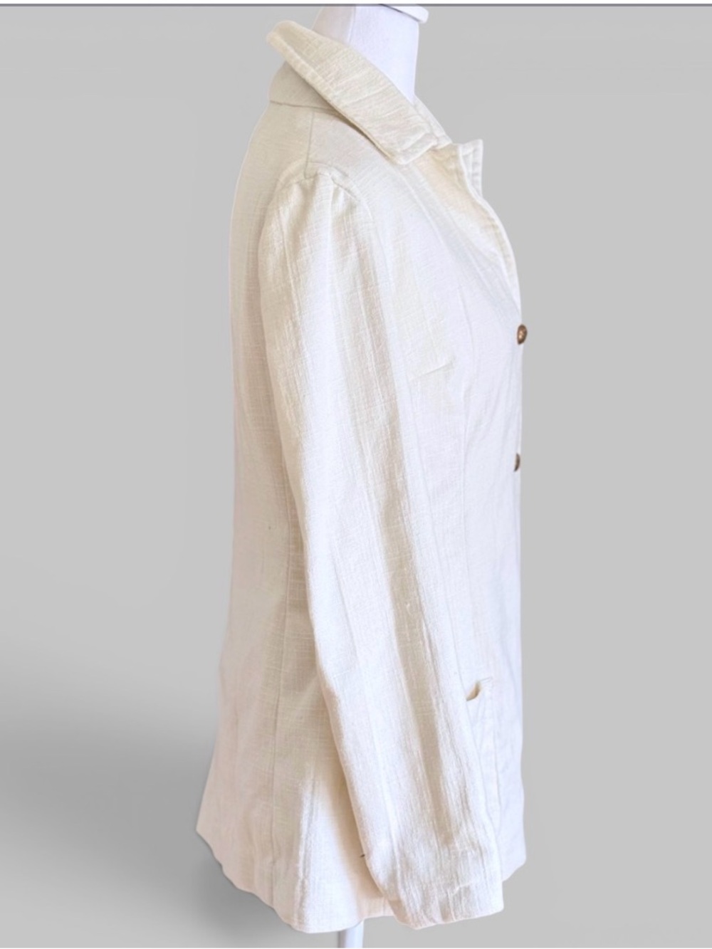 Vintage Handwoven Ivory Blazer Jacket Medium - Picture 3 of 6